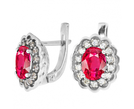Серьги  из серебра 925 пробы с рубином 23-5-RZ-E-831115