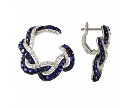 Серьги  из золота 585 пробы с сапфиром 31-2-DS-E-001320