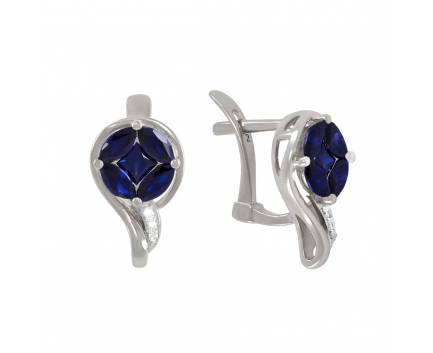 Серьги  из золота 585 пробы с сапфиром 06-2-DS-E-000364