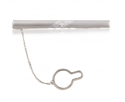 Зажим для галстука из серебра 925 пробы с фианитом 30-5-ZZ-T-070101