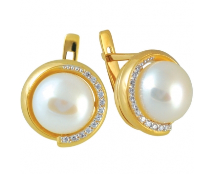 Серьги  из серебра 925 пробы с жемчугом 23-9-WZ-E-083515
