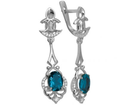 Серьги  из серебра 925 пробы с топаз лондоном 23-5-ZB-E-083677