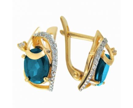 Серьги  из серебра 925 пробы с топаз лондоном 23-9-ZB-E-083323