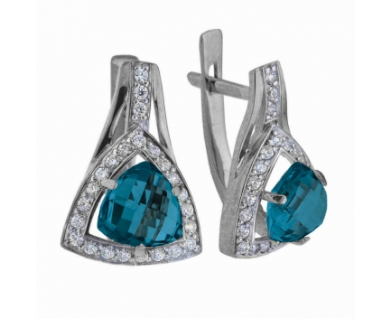 Серьги  из серебра 925 пробы с топаз лондоном 23-5-ZB-E-083273