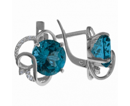 Серьги  из серебра 925 пробы с топаз лондоном 23-5-ZB-E-083284
