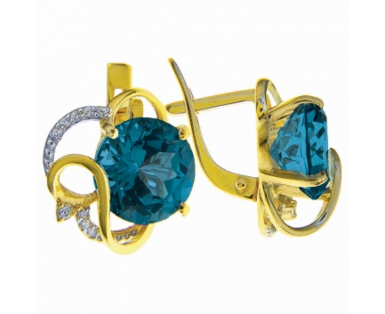 Серьги  из серебра 925 пробы с топаз лондоном 23-9-ZB-E-083284