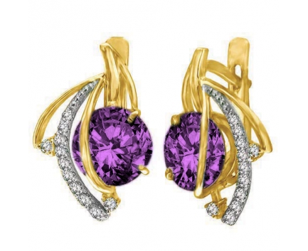 Серьги  из серебра 925 пробы с аметистом 23-9-AZ-E-083205