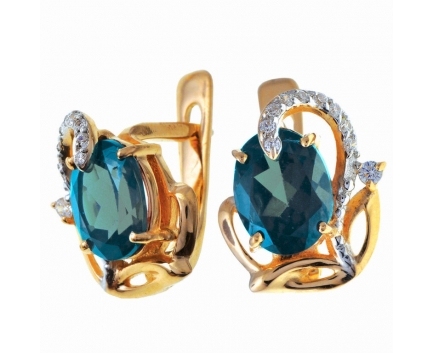 Серьги  из серебра 925 пробы с топаз лондоном 23-9-ZB-E-083287
