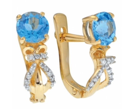 Серьги  из серебра 925 пробы с топазом 23-9-BZ-E-083509