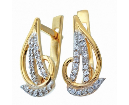 Серьги  из золота 585 пробы с фианитом 23-1-ZZ-E-008379