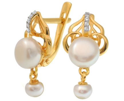 Серьги  из серебра 925 пробы с жемчугом 23-9-WZ-E-083714