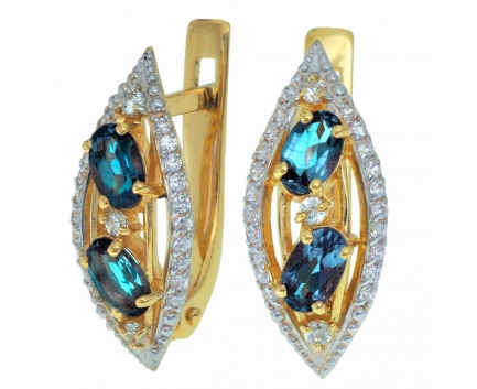 Серьги  из серебра 925 пробы с топаз лондоном 23-9-ZB-E-083349
