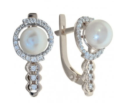 Серьги  из серебра 925 пробы с жемчугом 23-5-WZ-E-083395