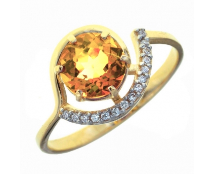 Кольцо  из серебра 925 пробы с цитрином 23-9-CZ-R-082355