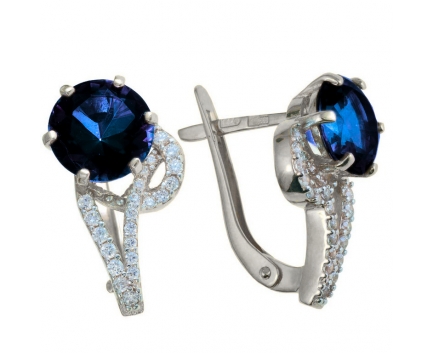 Серьги  из серебра 925 пробы с сапфиром 23-5-SZ-E-083374