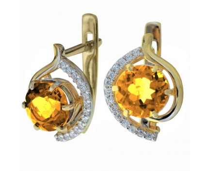 Серьги  из серебра 925 пробы с цитрином 23-9-CZ-E-083355
