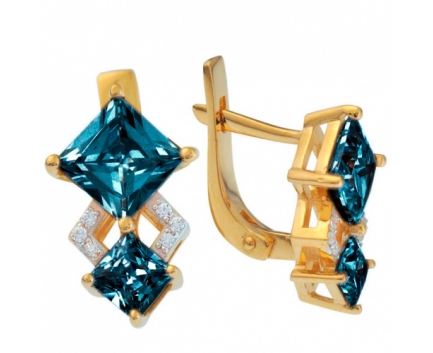 Серьги  из серебра 925 пробы с топаз лондоном 23-9-ZB-E-083498