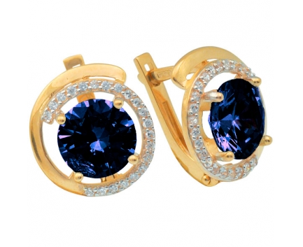 Серьги  из серебра 925 пробы с сапфиром 23-9-SZ-E-083706