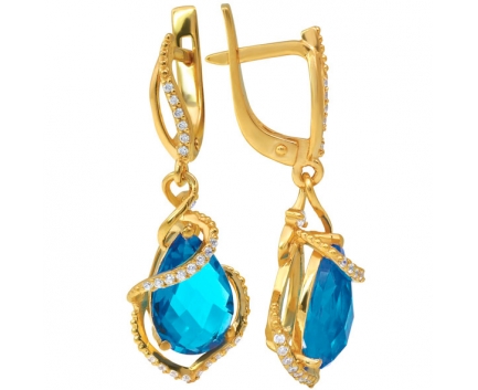 Серьги  из серебра 925 пробы с топазом 23-9-BZ-E-831028