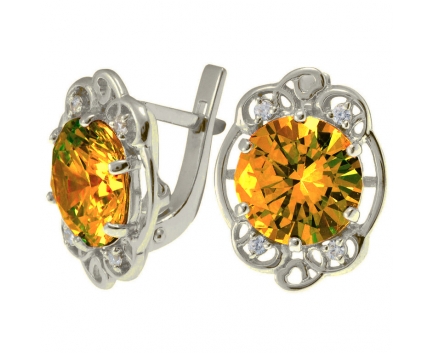 Серьги  из серебра 925 пробы с цитрином 23-5-CZ-E-083618