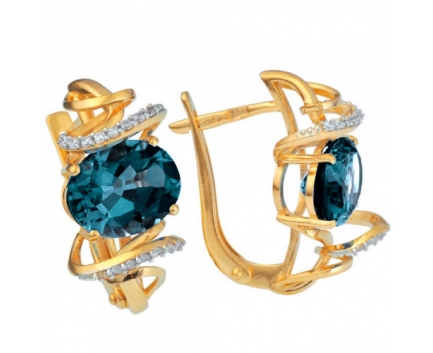 Серьги  из серебра 925 пробы с топаз лондоном 23-9-ZB-E-083478