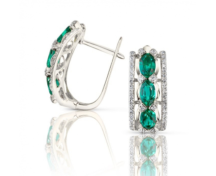 Серьги  из золота 585 пробы с изумрудом 99-2-DE-E-000614