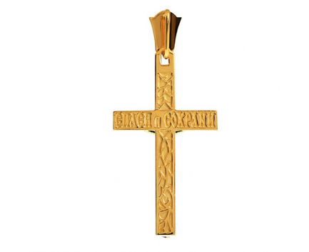 Подвеска «православный крест» из золота 585 пробы с агатом 23-1-FF-P-080148